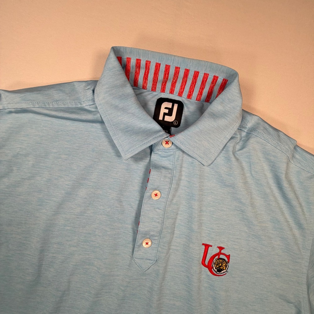 FootJoy Mens LSU Tigers university club Golf Polo performance Blue Large 0487